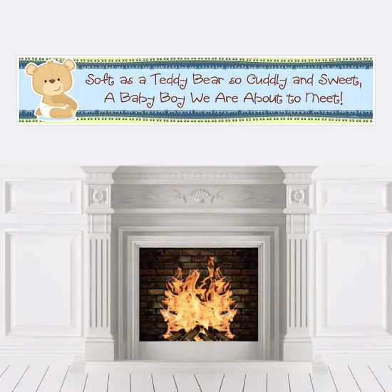Big Dot of Happiness Boy Baby Teddy Bear - Baby Shower Decorations Party Banner {1}