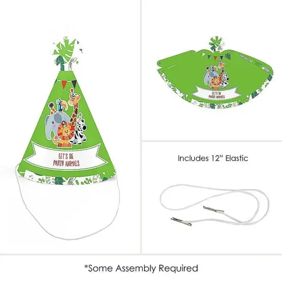 Big Dot of Happiness Jungle Party Animals - Mini Cone Safari Zoo Animal Birthday Party or Baby Shower Hats - Small Little Party Hats - Set of 8 {6}