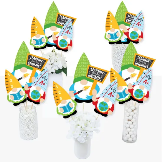 Big Dot of Happiness School Gnomes - Teacher and Classroom Decorations Centerpiece Sticks - Table Toppers - Set of 15 {3}