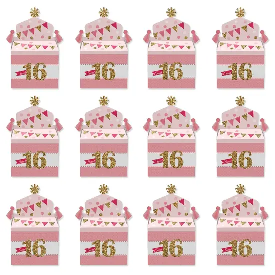 Big Dot of Happiness Sweet 16 - Treat Box Party Favors - 16th Birthday Party Goodie Gable Boxes - Set of 12 {6}
