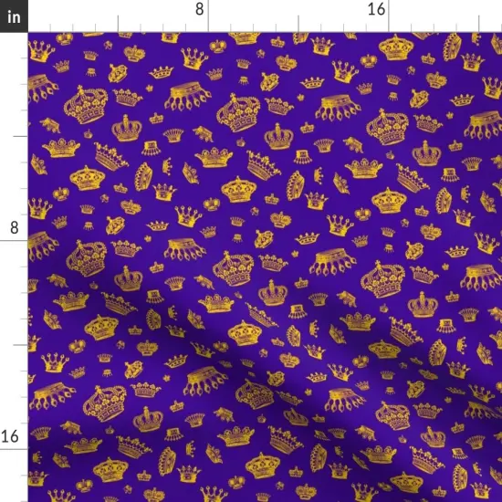 Various Fabrics by the Yard or Fat Quarter Royal Crowns Golden Yellow Purple Gold Mardi Gras Royalty King Princess Custom Printed Fabric by Spoonflower {2}