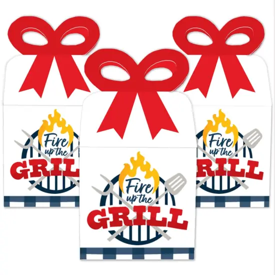 Big Dot of Happiness Fire Up the Grill - Square Favor Gift Boxes - Summer BBQ Picnic Party Bow Boxes - Set of 12 {3}