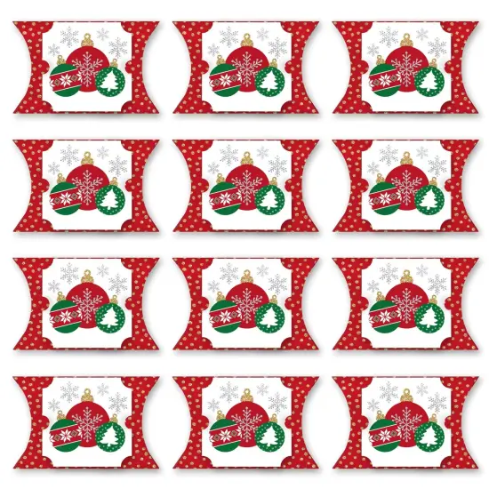 Big Dot of Happiness Ornaments - Favor Gift Boxes - Holiday and Christmas Party Large Pillow Boxes - Set of 12 {6}