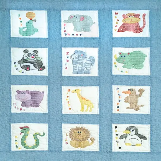 Jack Dempsey Stamped White Nursery Quilt Blocks 9"X9" 12/pkg-Children's Zoo {2}
