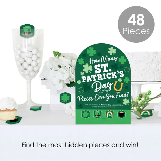 Big Dot of Happiness Shamrock St. Patrick's Day - Saint Paddy&rsquo;s Day Party Scavenger Hunt - 1 Stand and 48 Game Pieces - Hide and Find Game {3}