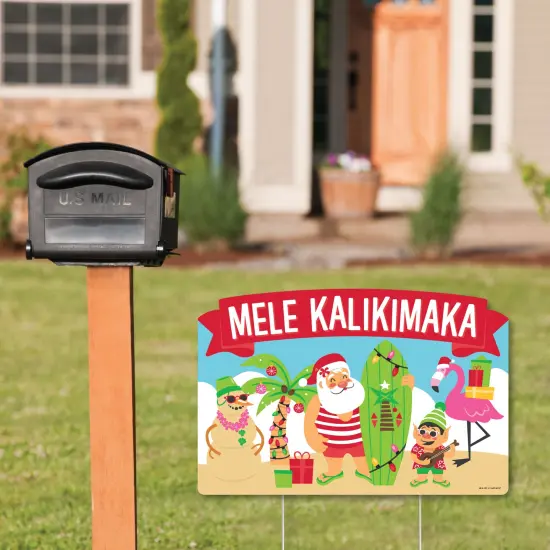 Big Dot of Happiness Tropical Christmas - Beach Santa Holiday Party Yard Sign Lawn Decorations - Mele Kalikimaka Party Yardy Sign {3}