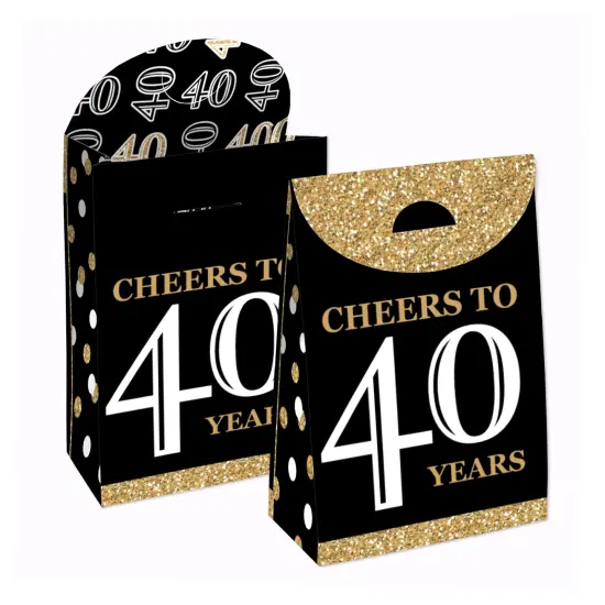 Big Dot of Happiness Adult 40th Birthday - Gold - Birthday Gift Favor Bags - Party Goodie Boxes - Set of 12 {1}