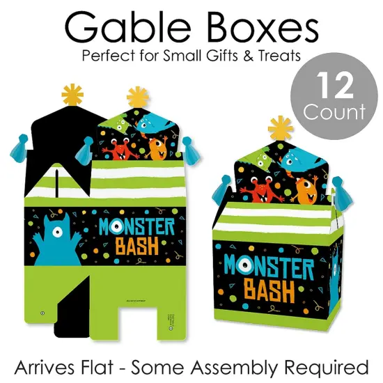 Big Dot of Happiness Monster Bash - Treat Box Party Favors - Little Monster Birthday Party or Baby Shower Goodie Gable Boxes - Set of 12 {7}