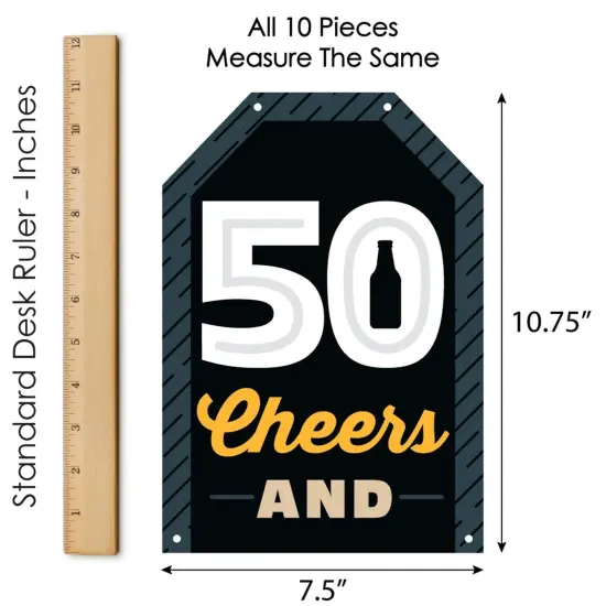 Big Dot of Happiness Cheers and Beers to 50 Years - Hanging Vertical Paper Door Banners - 50th Birthday Party Wall Decoration Kit - Indoor Door Decor {7}