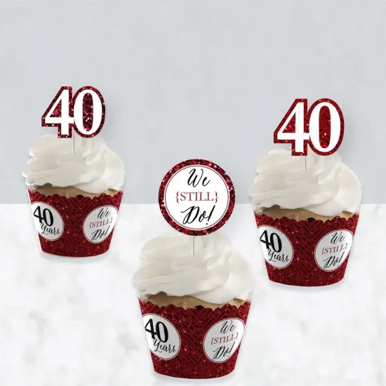 Big Dot of Happiness We Still Do - 40th Wedding Anniversary - Cupcake Decoration - Anniversary Party Cupcake Wrappers and Treat Picks Kit - Set of 24 {4}