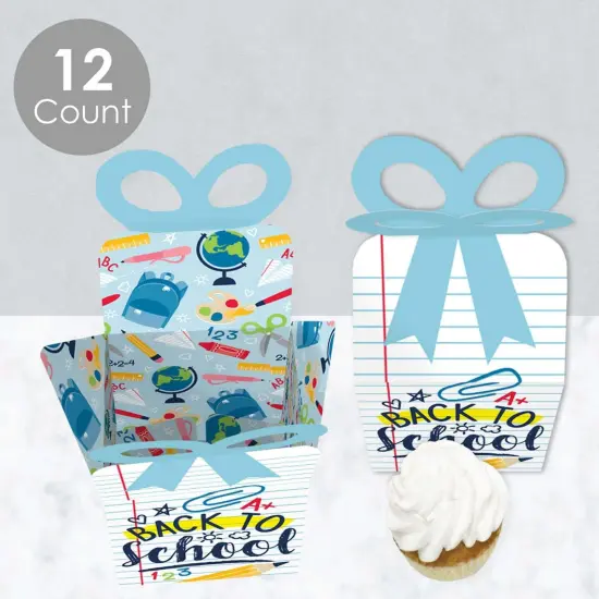 Big Dot of Happiness Back to School - Square Favor Gift Boxes - First Day of School Classroom Decorations Bow Boxes - Set of 12 {4}