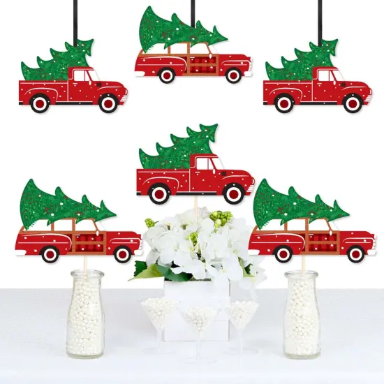 Big Dot of Happiness Merry Little Christmas Tree - Decorations DIY Red Truck and Car Christmas Party Essentials - Set of 20 {1}