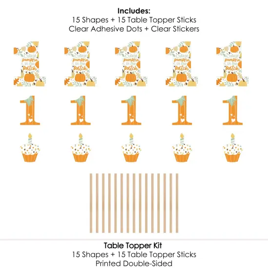 Big Dot of Happiness 1st Birthday Little Pumpkin - Fall First Birthday Party Centerpiece Sticks - Table Toppers - Set of 15 {7}