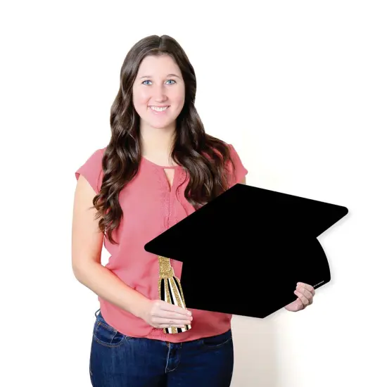 Big Dot of Happiness Tassel Worth The Hassle - Gold - Grad Cap Guest Book Sign - Graduation Party Guestbook Alternative - Signature Mat {7}