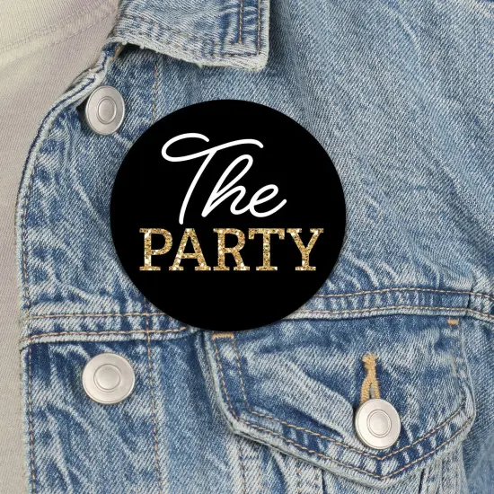 Big Dot of Happiness Wife of the Party - 3 inch Black and Gold Bachelorette Party Badge - Pinback Buttons - Set of 8 {4}