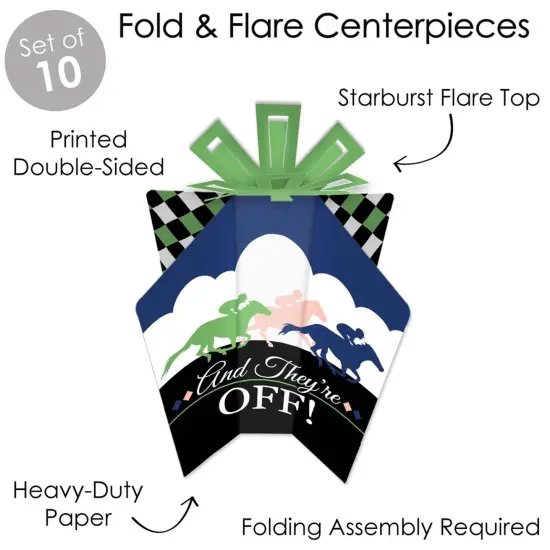 Big Dot of Happiness Kentucky Horse Derby - Table Decorations - Horse Race Party Fold and Flare Centerpieces - 10 Count {4}