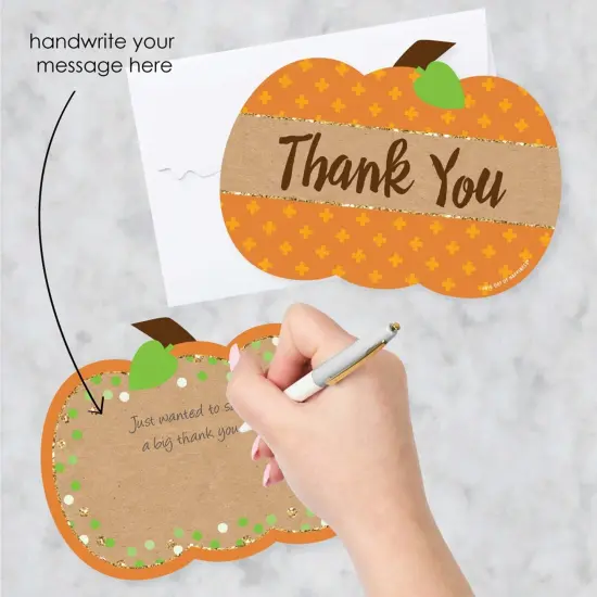 Big Dot of Happiness Pumpkin Patch - Shaped Thank You Cards - Fall, Halloween or Thanksgiving Party Thank You Note Cards with Envelopes - Set of 12 {3}