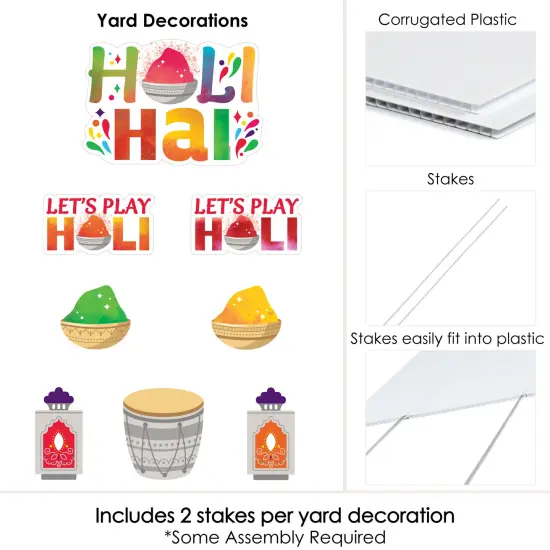 Big Dot of Happiness Holi Hai - Yard Sign and Outdoor Lawn Decorations - Festival of Colors Party Yard Signs - Set of 8 {6}