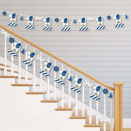 Big Dot of Happiness 1st Birthday Royal Prince Charming - First Birthday Party DIY Decorations - Clothespin Garland Banner - 44 Pieces {3}