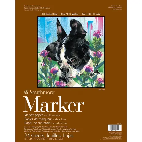 Strathmore Marker Paper Pad 11"X14"-50lb Smooth 24 Sheets {1}