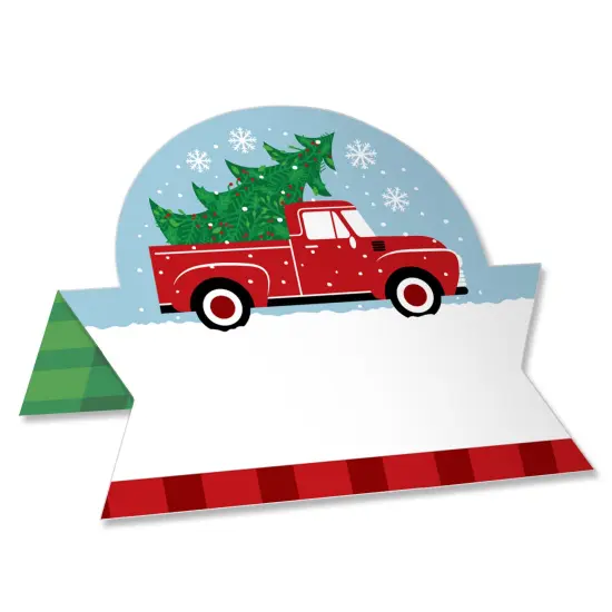 Big Dot of Happiness Merry Little Christmas Tree - Red Truck Christmas Party Tent Buffet Card - Table Setting Name Place Cards - Set of 24 {1}