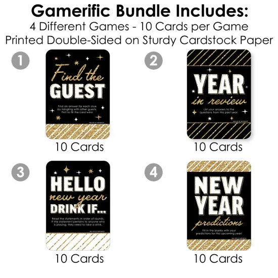 Big Dot of Happiness Hello New Year - 4 NYE Party Games - 10 Cards Each - Gamerific Bundle {4}