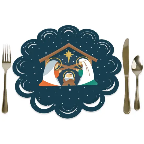 Big Dot of Happiness Holy Nativity - Manger Scene Religious Christmas Round Table Decorations - Paper Chargers - Place Setting For 12 {1}