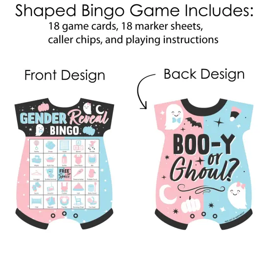 Big Dot of Happiness Boo-y or Ghoul - Picture Bingo Cards and Markers - Halloween Gender Reveal Party Shaped Bingo Game - Set of 18 {4}
