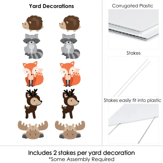 Big Dot of Happiness Woodland Creatures - Forest Animal Lawn Decorations - Outdoor Baby Shower or Birthday Party Yard Decorations - 10 Piece {7}