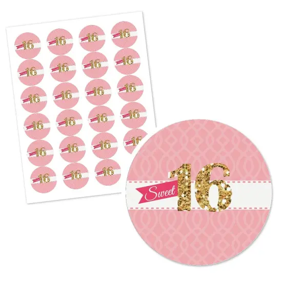 Big Dot of Happiness Sweet 16 - 16th Birthday Party Circle Sticker Labels - 24 Count {3}