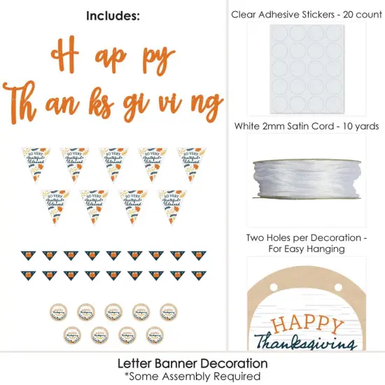 Big Dot of Happiness Happy Thanksgiving - Fall Harvest Party Letter Banner Decoration - 36 Banner Cutouts and Happy Thanksgiving Banner Letters {6}