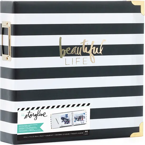 Heidi Swapp Storyline2 D-Ring Album 8.5"X11"-Black Stripe {1}