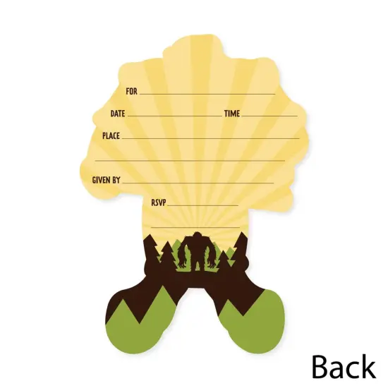 Big Dot of Happiness Sasquatch Crossing - Shaped Fill-In Invitations - Bigfoot Party or Birthday Party Invitation Cards with Envelopes - Set of 12 {6}