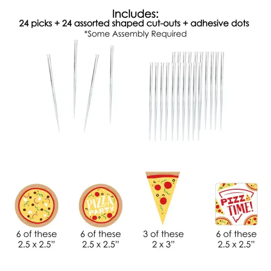 Big Dot of Happiness Pizza Party Time - Dessert Cupcake Toppers - Baby Shower or Birthday Party Clear Treat Picks - Set of 24 {7}
