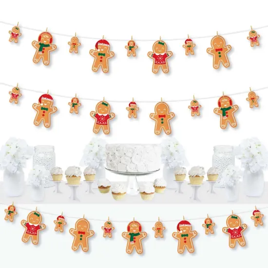Big Dot of Happiness Gingerbread Christmas - Gingerbread Man Holiday Party DIY Decorations - Clothespin Garland Banner - 44 Pc {1}