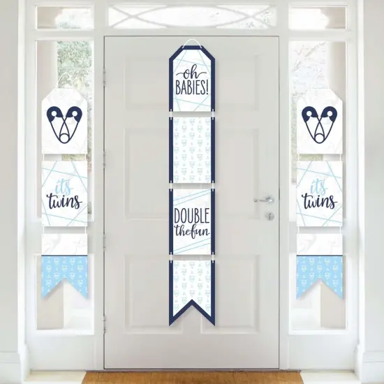 Big Dot of Happiness It's Twin Boys - Hanging Vertical Paper Door Banners - Blue Twins Baby Shower Wall Decoration Kit - Indoor Door Decor {1}