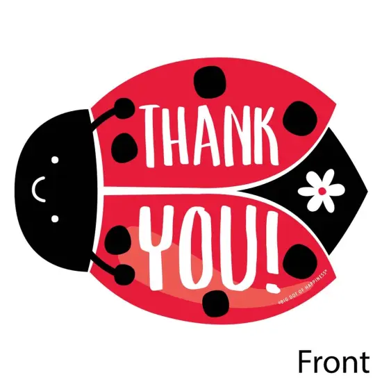 Big Dot of Happiness Happy Little Ladybug - Shaped Thank You Cards - Baby Shower or Birthday Party Thank You Note Cards with Envelopes - Set of 12 {4}