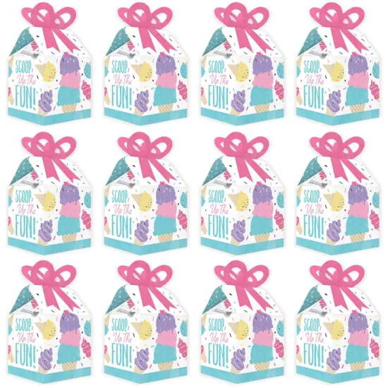 Big Dot of Happiness Scoop Up the Fun - Ice Cream - Square Favor Gift Boxes - Sprinkles Party Bow Boxes - Set of 12 {6}