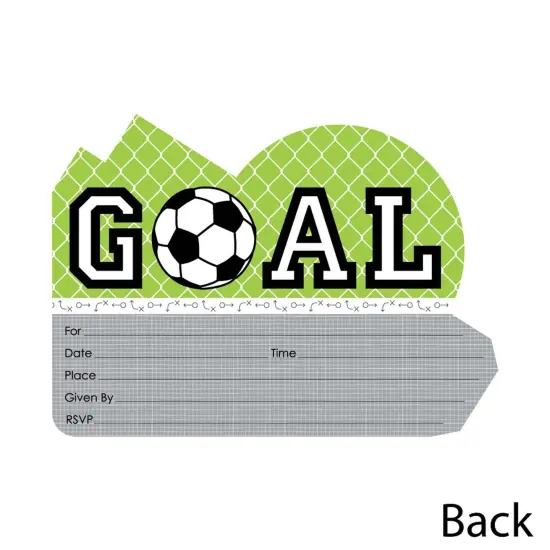 Big Dot of Happiness Goaaal - Soccer - Shaped Fill-in Invitations - Baby Shower or Birthday Party Invitation Cards with Envelopes - Set of 12 {4}