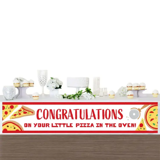 Big Dot of Happiness Pizza Party Time - Baby Shower Decorations Party Banner {4}