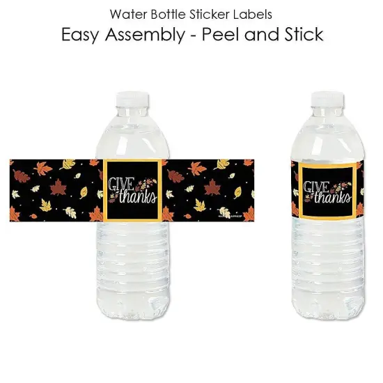 Big Dot of Happiness Give Thanks - Thanksgiving Party Water Bottle Sticker Labels - Set of 20 {3}
