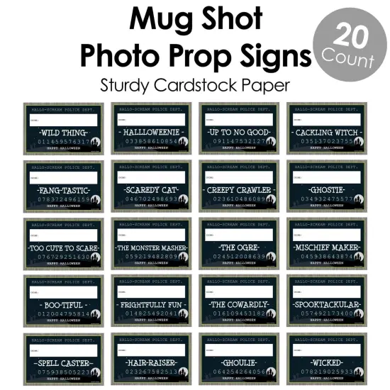 Big Dot of Happiness Trick or Treat - Halloween Party Mug Shots - 20 Piece Photo Booth Props Kit {6}
