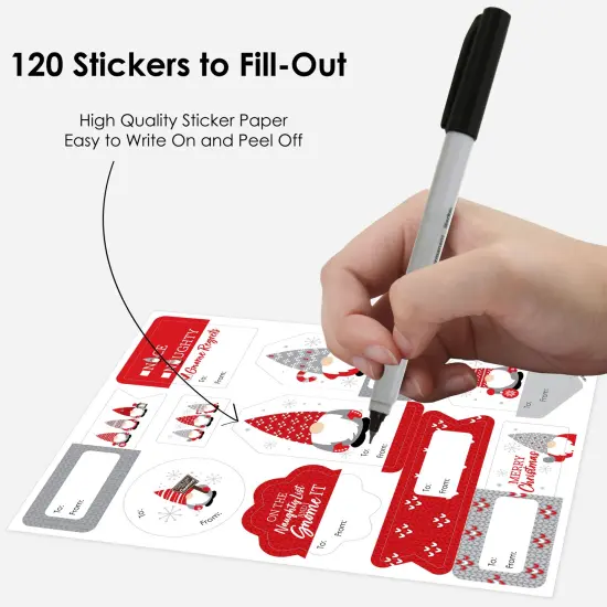 Big Dot of Happiness Christmas Gnomes - Assorted Holiday Party Gift Tag Labels - To and From Stickers - 12 Sheets - 120 Stickers {4}