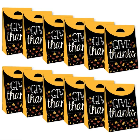 Big Dot of Happiness Give Thanks - Thanksgiving Gift Favor Bags - Party Goodie Boxes - Set of 12 {6}