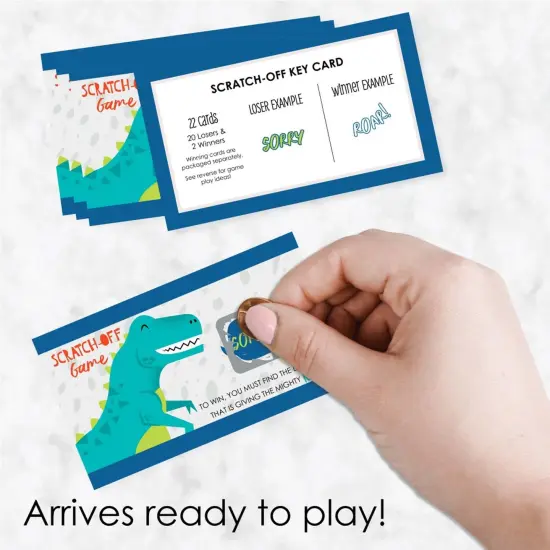 Big Dot of Happiness Roar Dinosaur - Dino Mite T-Rex Baby Shower or Birthday Party Game Scratch Off Cards - 22 Count {3}