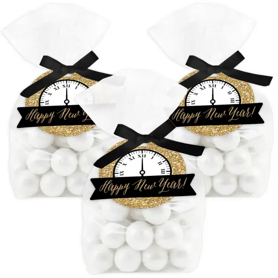 Big Dot of Happiness New Year&rsquo;s Eve - Gold - New Years Eve Party Clear Goodie Favor Bags - Treat Bags With Tags - Set of 12 {1}