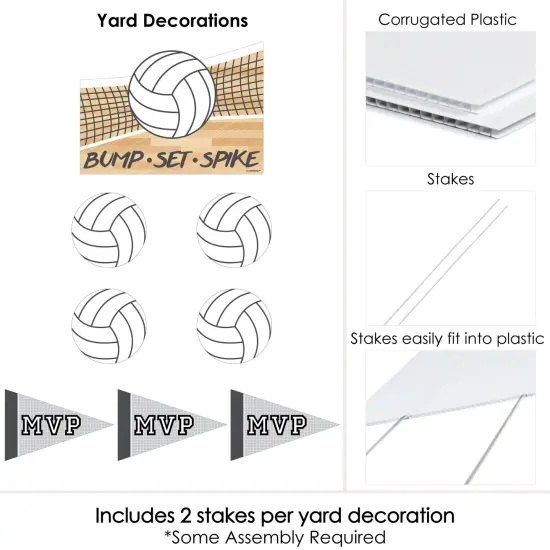 Big Dot of Happiness Bump, Set, Spike - Volleyball - Yard Sign & Outdoor Lawn Decorations - Baby Shower or Birthday Party Yard Signs - Set of 8 {6}