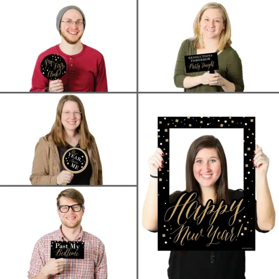Big Dot of Happiness New Year's Eve - Gold - New Years Eve Party Selfie Photo Booth Picture Frame & Props - Printed on Sturdy Material {3}