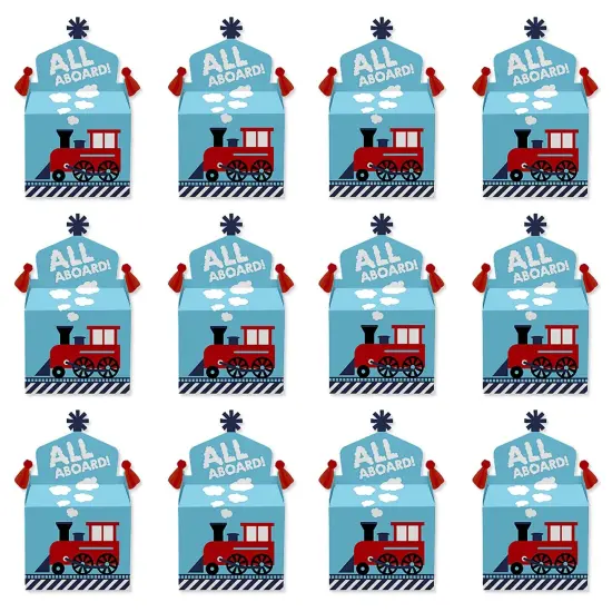 Big Dot of Happiness Railroad Party Crossing - Treat Box Party Favors - Steam Train Birthday Party or Baby Shower Goodie Gable Boxes - Set of 12 {6}