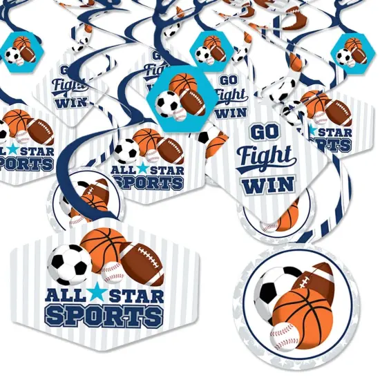 Big Dot of Happiness Go, Fight, Win - Sports - Baby Shower or Birthday Party Hanging Decor - Party Decoration Swirls - Set of 40 {1}